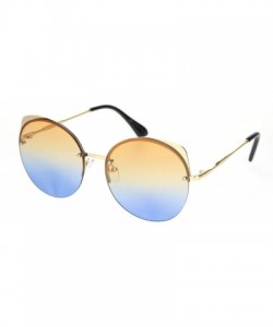 Cat Eye Womens Exposed Edge Round Cat Eye Brown Half Rim Sunglasses - Gold Orange Blue - CH18NKIZY57 $11.58