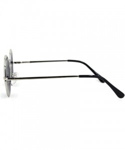 Round 70s Hippie Circle Lens Musician Groovy Wire Rim Sunglasses - Silver Solid Black - CJ18W4HEWCD $20.73