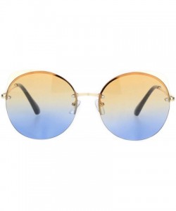 Cat Eye Womens Exposed Edge Round Cat Eye Brown Half Rim Sunglasses - Gold Orange Blue - CH18NKIZY57 $11.58