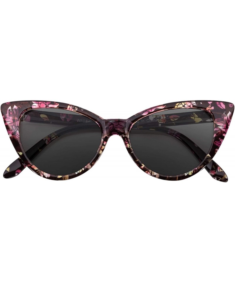 Goggle Women's Cateye Vintage Sunglasses UV400 - Floral Black Frame / Smoke Lens - CL11S58EULV $12.59