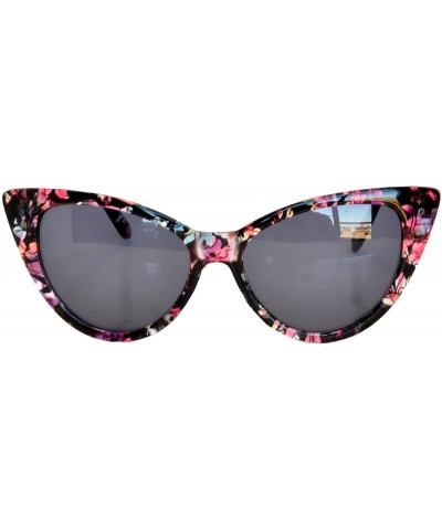 Goggle Women's Cateye Vintage Sunglasses UV400 - Floral Black Frame / Smoke Lens - CL11S58EULV $12.59