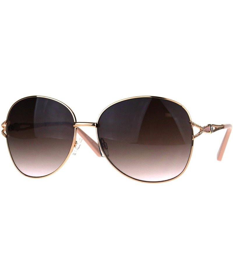 Oversized Womens Rhinestone Jewel Bling Diva Metal Butterfly Sunglasses - Gold Brown Pink - CU187AZCII6 $9.89