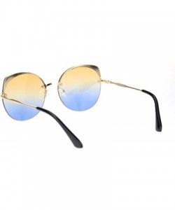 Cat Eye Womens Exposed Edge Round Cat Eye Brown Half Rim Sunglasses - Gold Orange Blue - CH18NKIZY57 $11.58