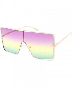 Oversized Flat Top Square Frame Aviator 80s Retro Fashion Sunglasses - Multi - CB18UCQ4XQ0 $8.55