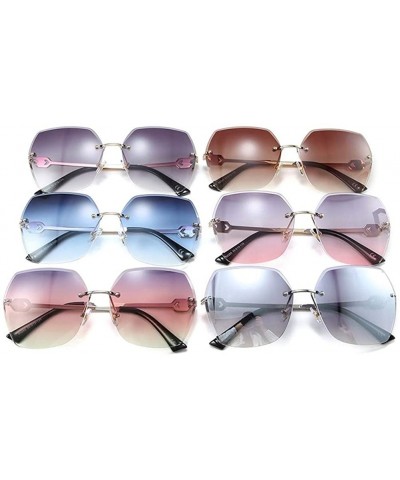 Oversized Oversized Rimless Women Sunglasses Trimming Edge Mirror Legs Diamond Embellishment Luxury Brand Sun Glasses - CA198...