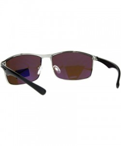 Rectangular Road Warrior High Definition Driving Lens Metal Sport Warp Sunglasses - Silver Black - CZ18C4SGW0T $10.52