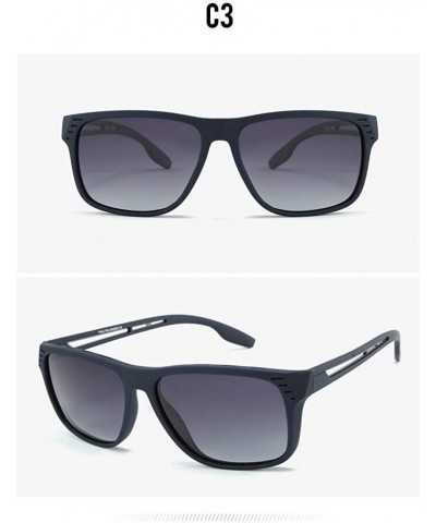 Square Casual sunglasses trend driving polarized sunglasses men retro sunglasses - Blue C3 - CI1904XZG22 $13.55