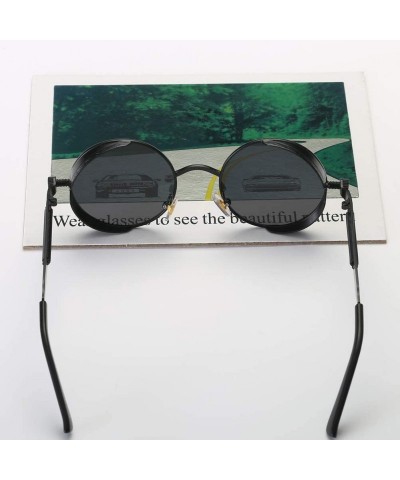 Round Retro Round Sunglasses Men Polarized Mirror Steampunk Sun Glasses for Women - Brown - CC18KG8H6SM $12.16