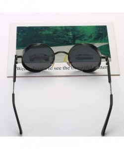 Round Retro Round Sunglasses Men Polarized Mirror Steampunk Sun Glasses for Women - Brown - CC18KG8H6SM $12.16