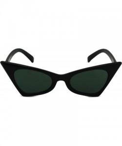 Cat Eye Small Cat Eye Sunglasses For Women High Pointed Tinted Color Lens New - Matte Black / Green - CA1807492AD $7.21