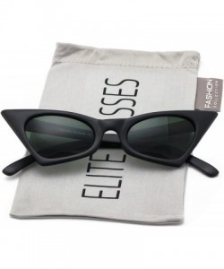 Cat Eye Small Cat Eye Sunglasses For Women High Pointed Tinted Color Lens New - Matte Black / Green - CA1807492AD $7.21