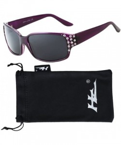 Round Polarized Sunglasses for Women - Premium Fashion Sunglasses - HZ Series Diamante Womens Designer Sunglasses - CP12NAHMG...