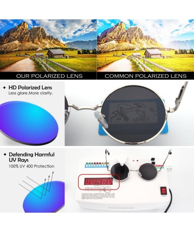 Round Retro John Lennon Sunglasses for Men Women Polarized Hippie Round Circle Sunglasses MFF7 - B 51mm Gold Grey - CZ186T277...