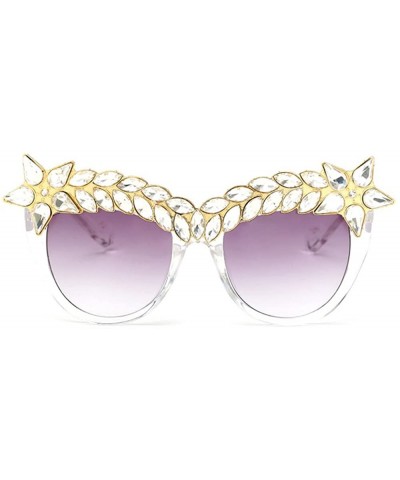 Oversized Womens Luxury Diamond Decorated Sunglasses UV400 Retro Eyeglasses - Style 01 - CH18GWMD0C3 $14.38