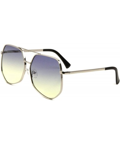 Aviator Oceanic Color Flat Lens Modern Geometric Aviator Sunglasses - Blue Yellow - CM190EROOA7 $11.54