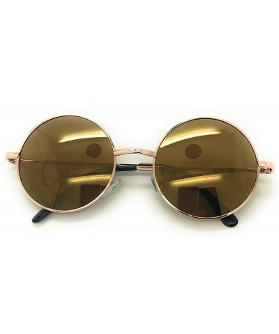 Round Retro UV Protection Round Sunglasses for Men Vintage Sunglasses Women - Gold Mirror - CZ18M8IIYA4 $10.35