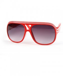 Aviator Flat Lens Aviator Sunglasses P2413 - Redwhite-gradientsmoke Lens - C711JZU6YXP $10.70