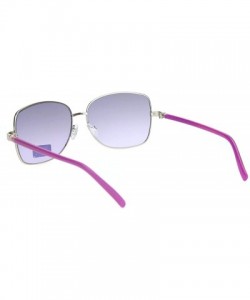 Rectangular Womens Rectangular Metal Rim Butterfly Diva Pop Color Sunglasses - Silver Purple - CU18O3ICEN8 $15.65