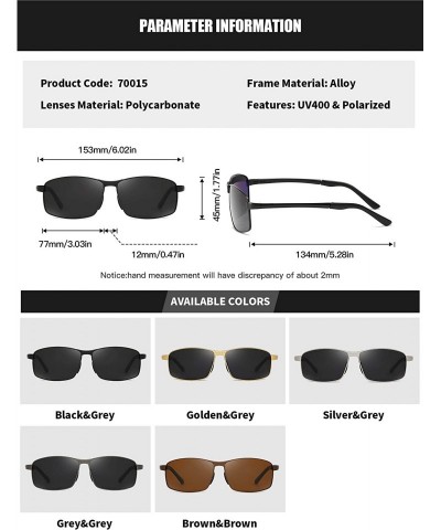 Sport Polarized Sunglasses for Men Classic Rectangular Lens Alloy Frame for Driving Fishing Golf UV400 Protection - CT18A0SDO...