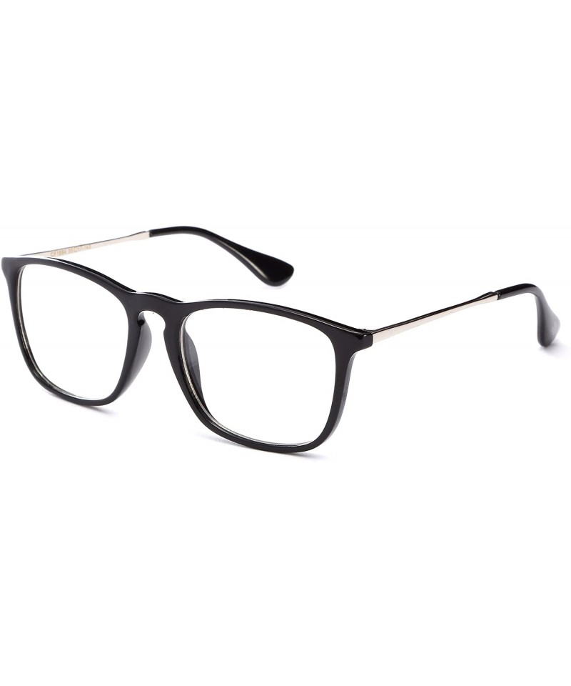 Oversized Unisex Retro Squared Celebrity Star Simple Clear Lens Fashion Glasses - 1884 Black/Silver - C111T16K3O9 $7.82