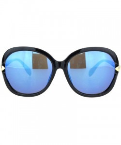 Butterfly Womens Ribbon Expose Side Lens Luxury Butterfly Sunglasses - Black Blue Mirror - CL18OQU860X $10.81