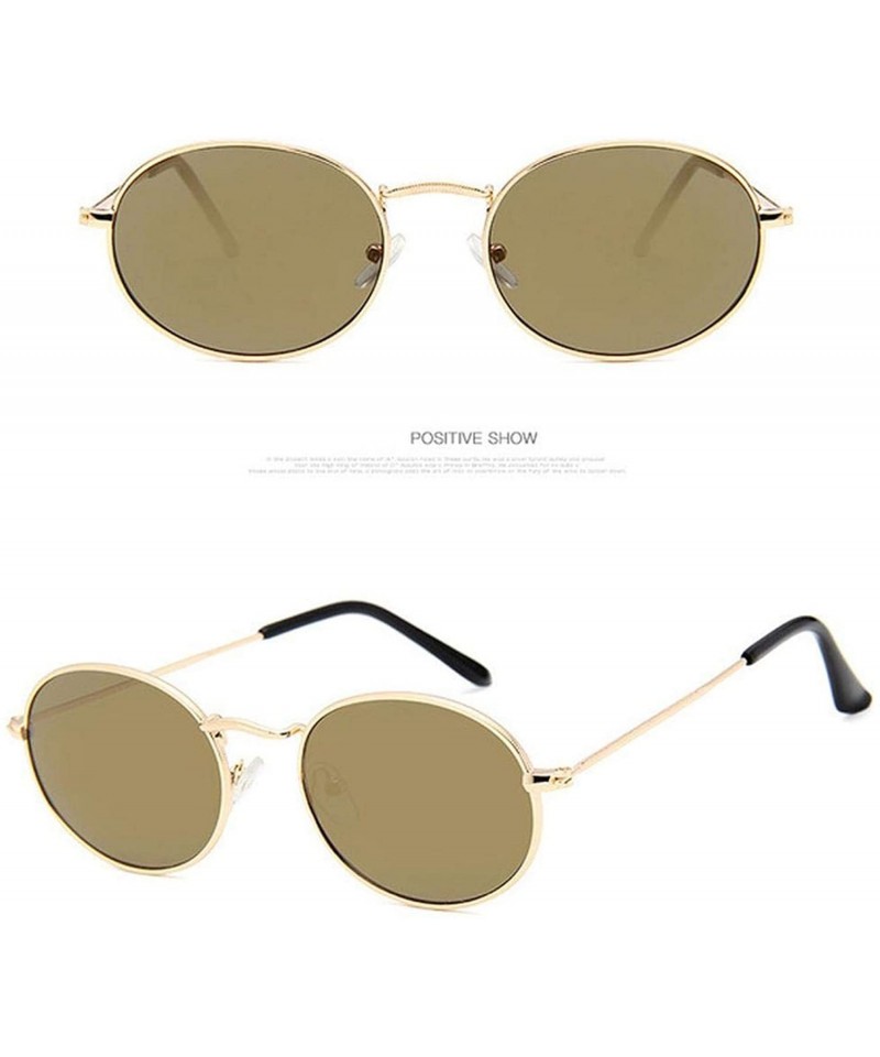Oval Small Frame Sunglasses Women Retro Oval Mirror Metal Sun Glasses Vintage Lunette De Soleil Femme - Goldgold - CN197A2MUN...