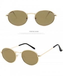 Oval Small Frame Sunglasses Women Retro Oval Mirror Metal Sun Glasses Vintage Lunette De Soleil Femme - Goldgold - CN197A2MUN...