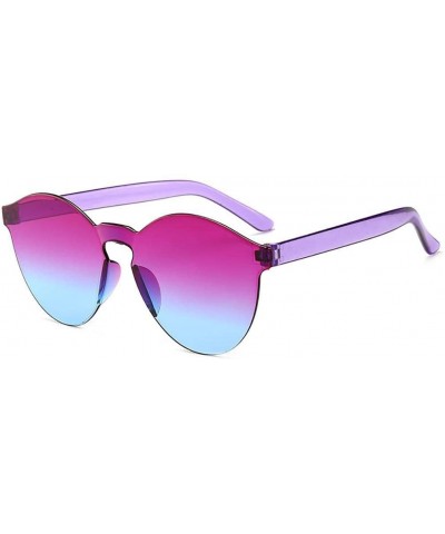 Round Unisex Fashion Candy Colors Round Outdoor Sunglasses Sunglasses - Purple Blue - CE1908N3QYD $35.69