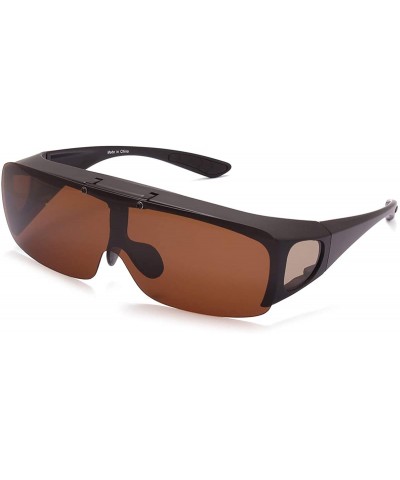Round Driving Glasses Wraparounds Polarized Fitover Sunglasses - Matte Black - CQ12DVH2G5R $35.40