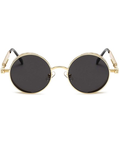 Round Metal Steampunk Sunglasses Men Women Fashion Round Glasses Design Vintage UV400 Eyewear Shades - 7 - CD197A2AI3K $27.77