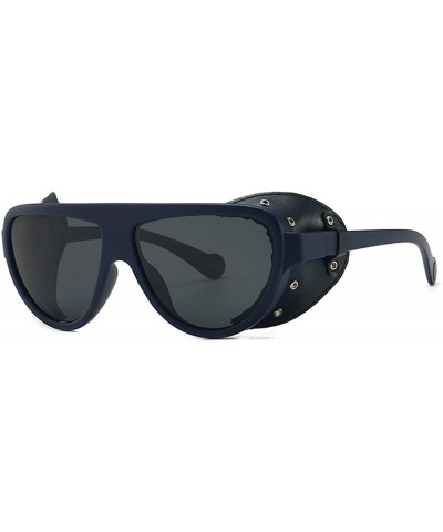 Square Classic Vintage Punk Style Polarized Sunglasses Leather Side Shield Brand Design Unisex Sun Glasses - CG18TAUUSG9 $14.57