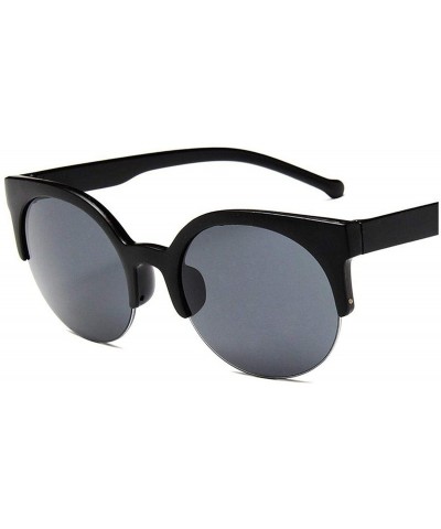 Goggle Oculos De Sol Feminino Fashion Retro Designer Super Round Circle Glasses Cat Eye Women Sunglasses UV400 - Black - CR19...