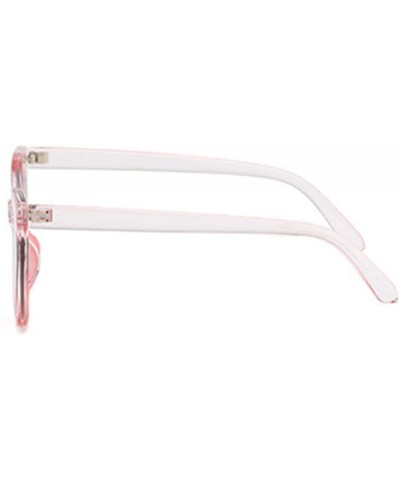 Oval Unisex Vintage Translucent Tint Cat Eye Plastic Lenses Sunglasses - Pink Red - C618NELHZN2 $9.12