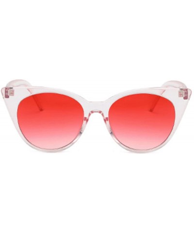 Oval Unisex Vintage Translucent Tint Cat Eye Plastic Lenses Sunglasses - Pink Red - C618NELHZN2 $9.12