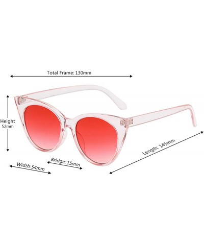 Oval Unisex Vintage Translucent Tint Cat Eye Plastic Lenses Sunglasses - Pink Red - C618NELHZN2 $9.12