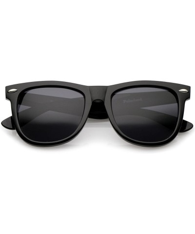 Wayfarer Retro Wide Temple Polarized Lens Square Horn Rimmed Sunglasses 55mm - Black / Smoke Polarized - C712N83RPPA $9.96