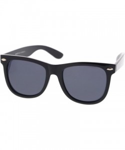 Wayfarer Retro Wide Temple Polarized Lens Square Horn Rimmed Sunglasses 55mm - Black / Smoke Polarized - C712N83RPPA $9.96