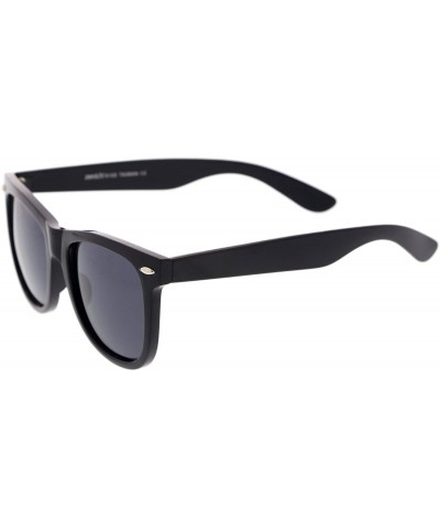 Wayfarer Retro Wide Temple Polarized Lens Square Horn Rimmed Sunglasses 55mm - Black / Smoke Polarized - C712N83RPPA $9.96