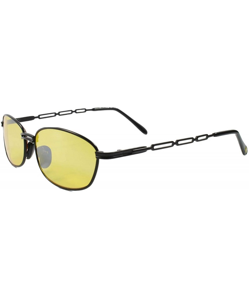 Rectangular Old Classic Vintage 80s Fashion Rectangle Sunglasses Gunmetal Frame Lens - Black & Yellow - C218T27W4SK $11.35