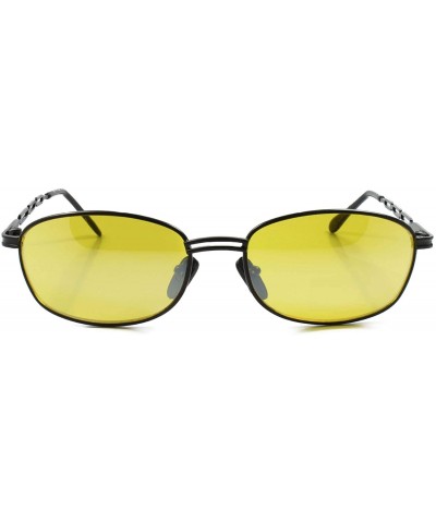 Rectangular Old Classic Vintage 80s Fashion Rectangle Sunglasses Gunmetal Frame Lens - Black & Yellow - C218T27W4SK $11.35