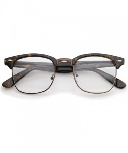 Wayfarer Retro Square Clear Lens Horn Rimmed Half-Frame Eyeglasses 50mm - Tortoise-bronze / Clear - CA12N22D4FF $12.17
