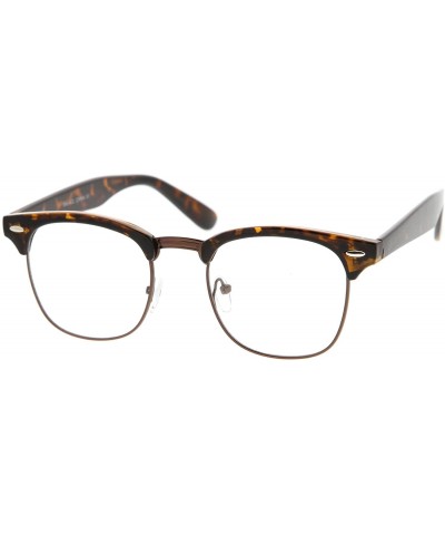 Wayfarer Retro Square Clear Lens Horn Rimmed Half-Frame Eyeglasses 50mm - Tortoise-bronze / Clear - CA12N22D4FF $12.17