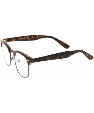 Wayfarer Retro Square Clear Lens Horn Rimmed Half-Frame Eyeglasses 50mm - Tortoise-bronze / Clear - CA12N22D4FF $12.17