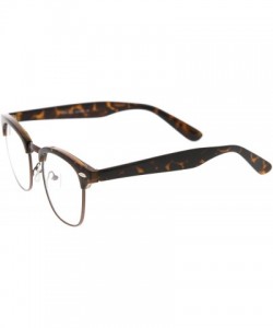 Wayfarer Retro Square Clear Lens Horn Rimmed Half-Frame Eyeglasses 50mm - Tortoise-bronze / Clear - CA12N22D4FF $12.17