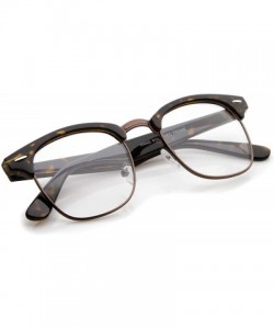 Wayfarer Retro Square Clear Lens Horn Rimmed Half-Frame Eyeglasses 50mm - Tortoise-bronze / Clear - CA12N22D4FF $12.17