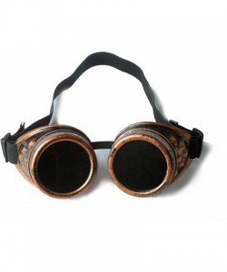 Goggle Steampunk Vintage Glasses Goggles Rave Retro Lenses Cosplay Halloween - Red Bronze Frame - CN18HZXA0QS $8.46