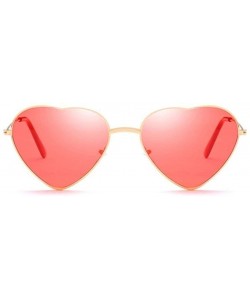 Cat Eye Retro Cat Eye Heart Sunglasses Women Metal Frame Mirror UV400 Sun Glasses Female Brand Designer Vintage - CU199QCS9LT...