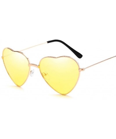 Cat Eye Retro Cat Eye Heart Sunglasses Women Metal Frame Mirror UV400 Sun Glasses Female Brand Designer Vintage - CU199QCS9LT...