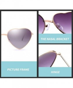 Cat Eye Retro Cat Eye Heart Sunglasses Women Metal Frame Mirror UV400 Sun Glasses Female Brand Designer Vintage - CU199QCS9LT...