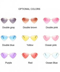 Cat Eye Retro Cat Eye Heart Sunglasses Women Metal Frame Mirror UV400 Sun Glasses Female Brand Designer Vintage - CU199QCS9LT...